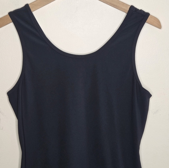 Eliza Audley | Black Drop Waist Tank Dress with Gold Chain Detail Size Small - Picture 2 of 5